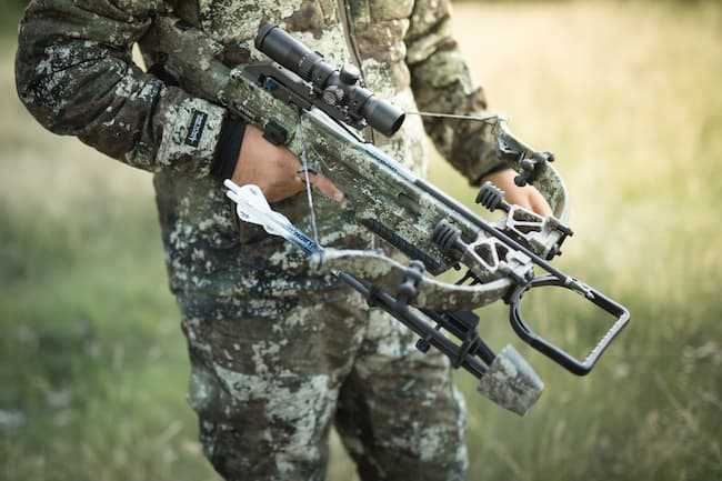 lightweight crossbow held by a crossbow hunter