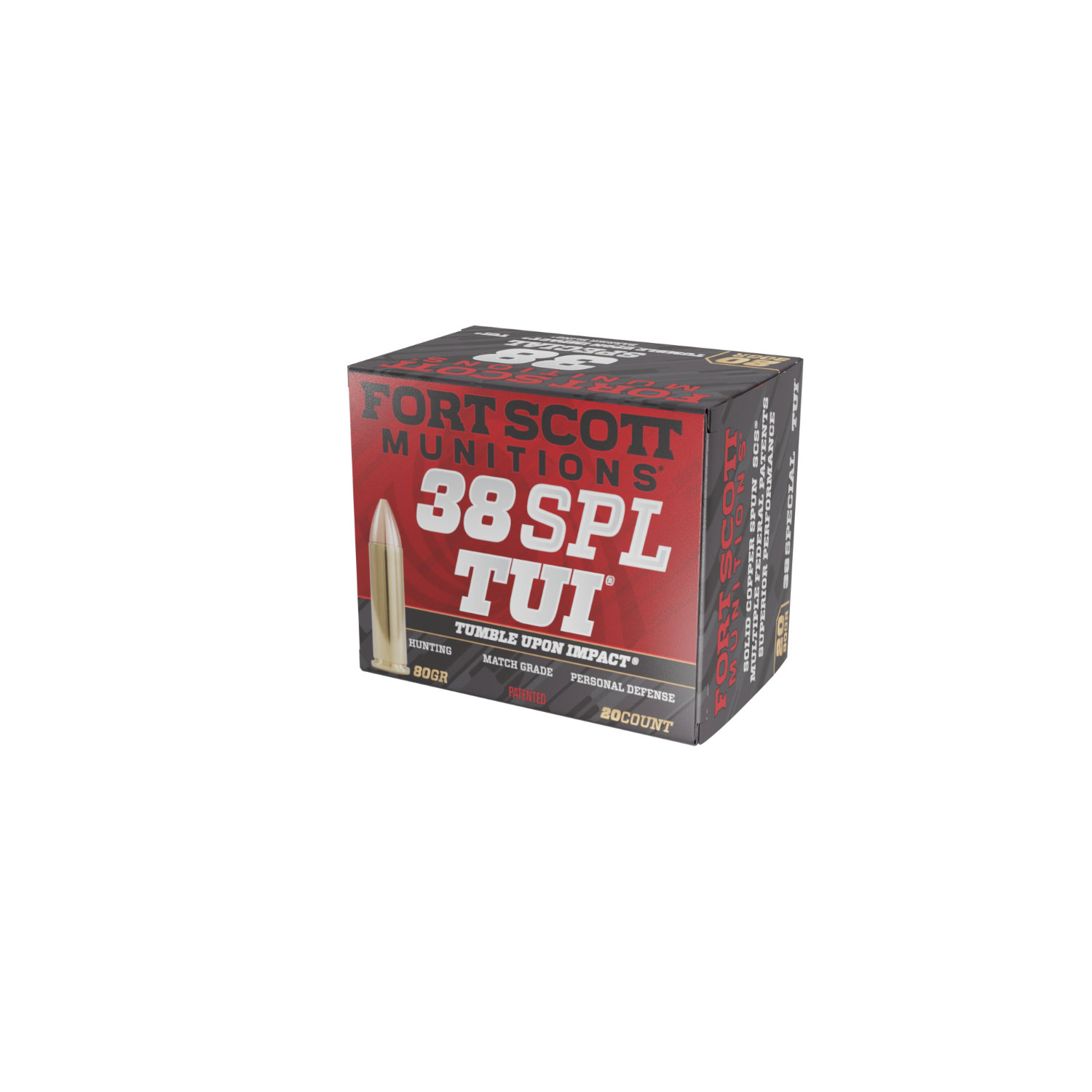 Fort Scott 38 Special TUI- 80Gr Ammo, 20 Count, .38 Special
