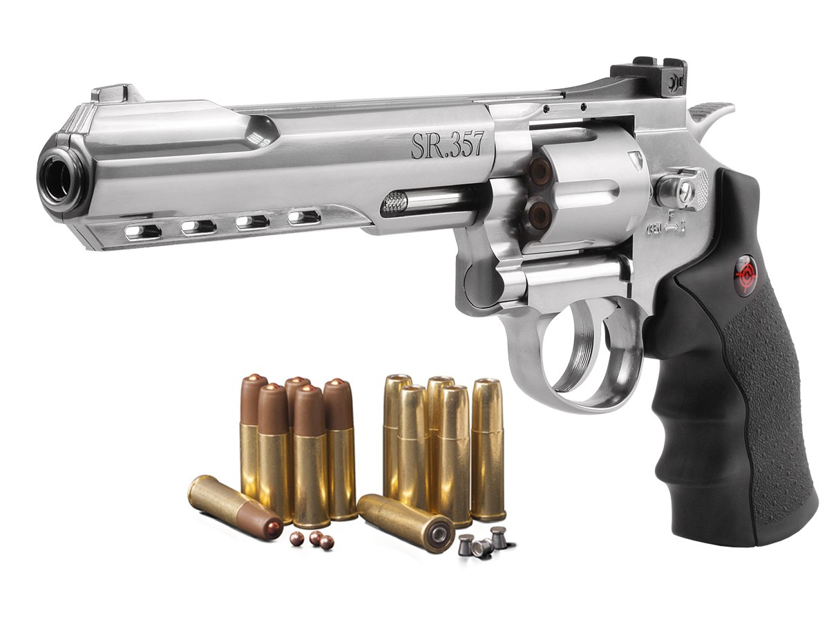 Crosman SR.357S Dual Ammo CO2 Revolver Kit, Silver 0.177