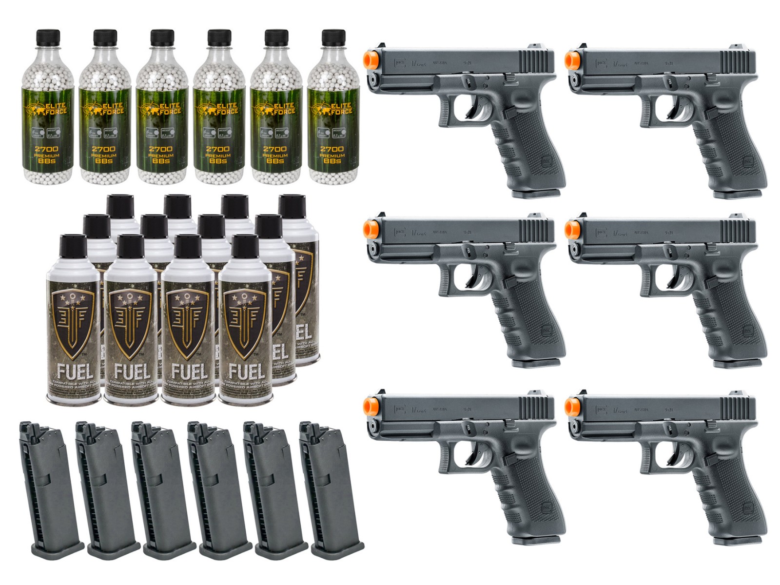 6 Umarex Elite Force Glock G17 Gen4 GBB Airsoft Pistol Kits | Pyramyd AIR