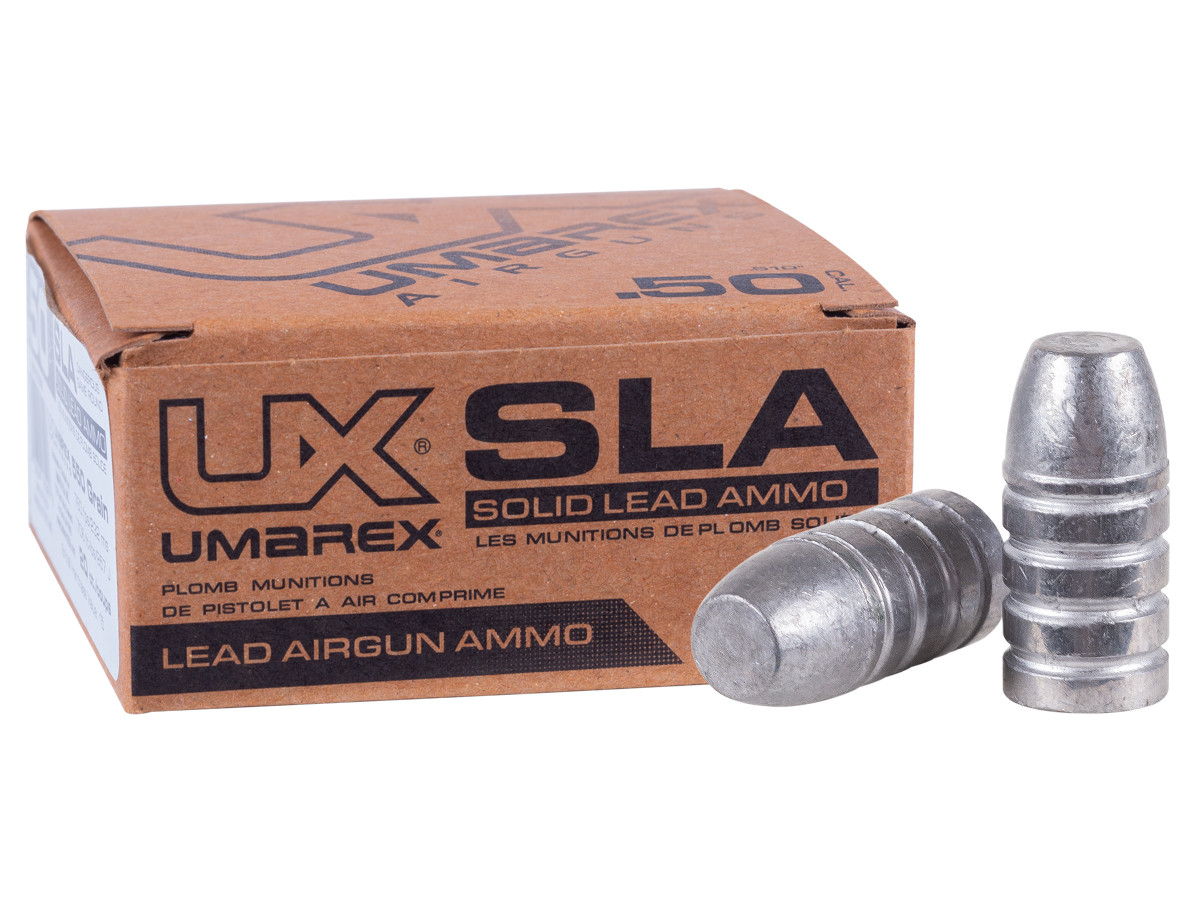 SLA - Solid Lead Ammo - by Umarex, .50 cal., 550 grain, 20 count | Pyramyd  Air