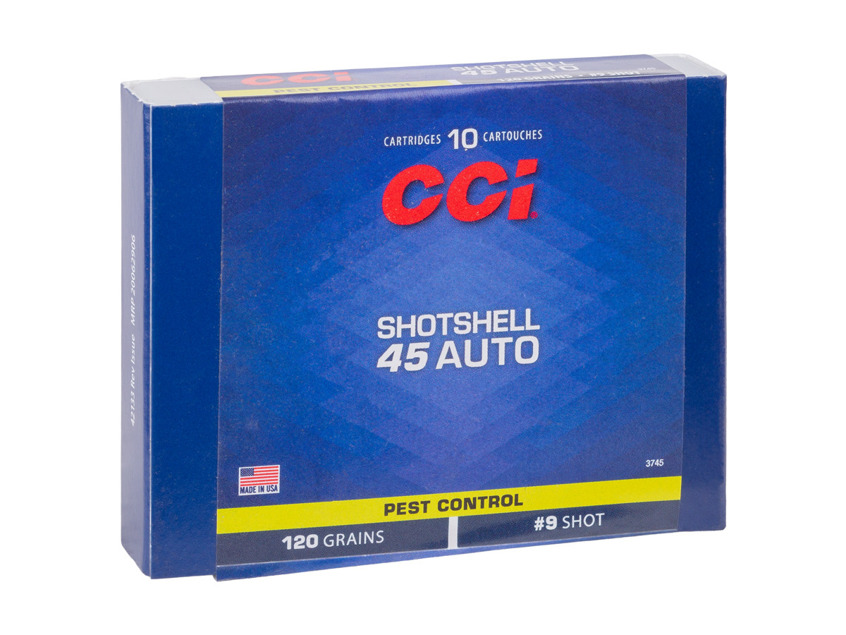 CCI .45 Auto Pest Control Shotshell, 9 Shot, 120gr, 10ct