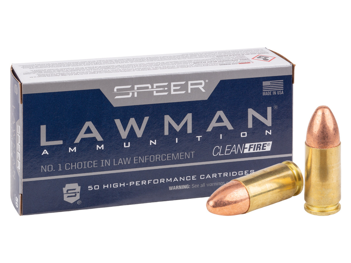 Speer 9mm Luger Lawman Handgun Clean-Fire Training TMJ, 124gr, 50ct