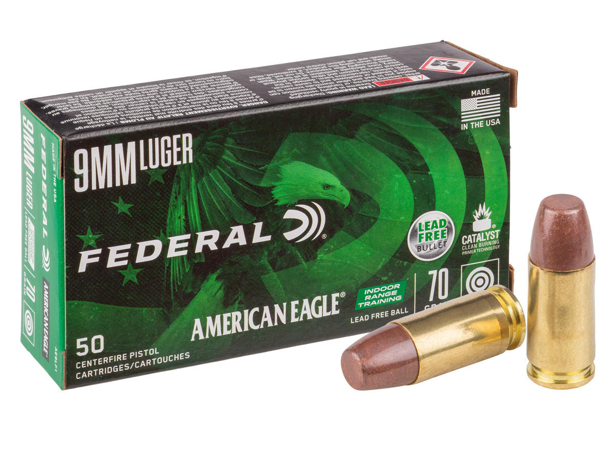 Federal 9mm Luger American Eagle Lead Free IRT, 70gr, 50ct