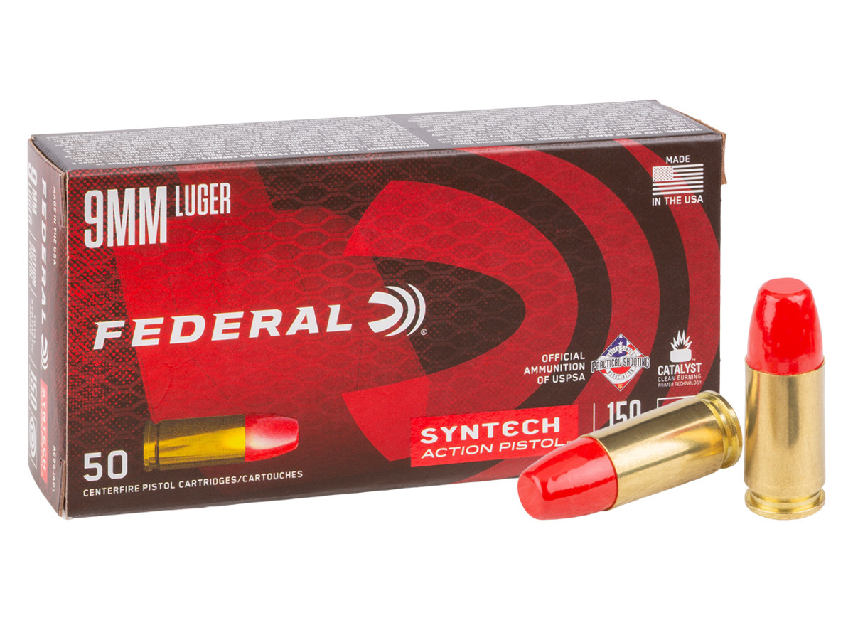 Federal 9mm Luger Syntech Action Pistol Flat Nose, 150gr, 50ct