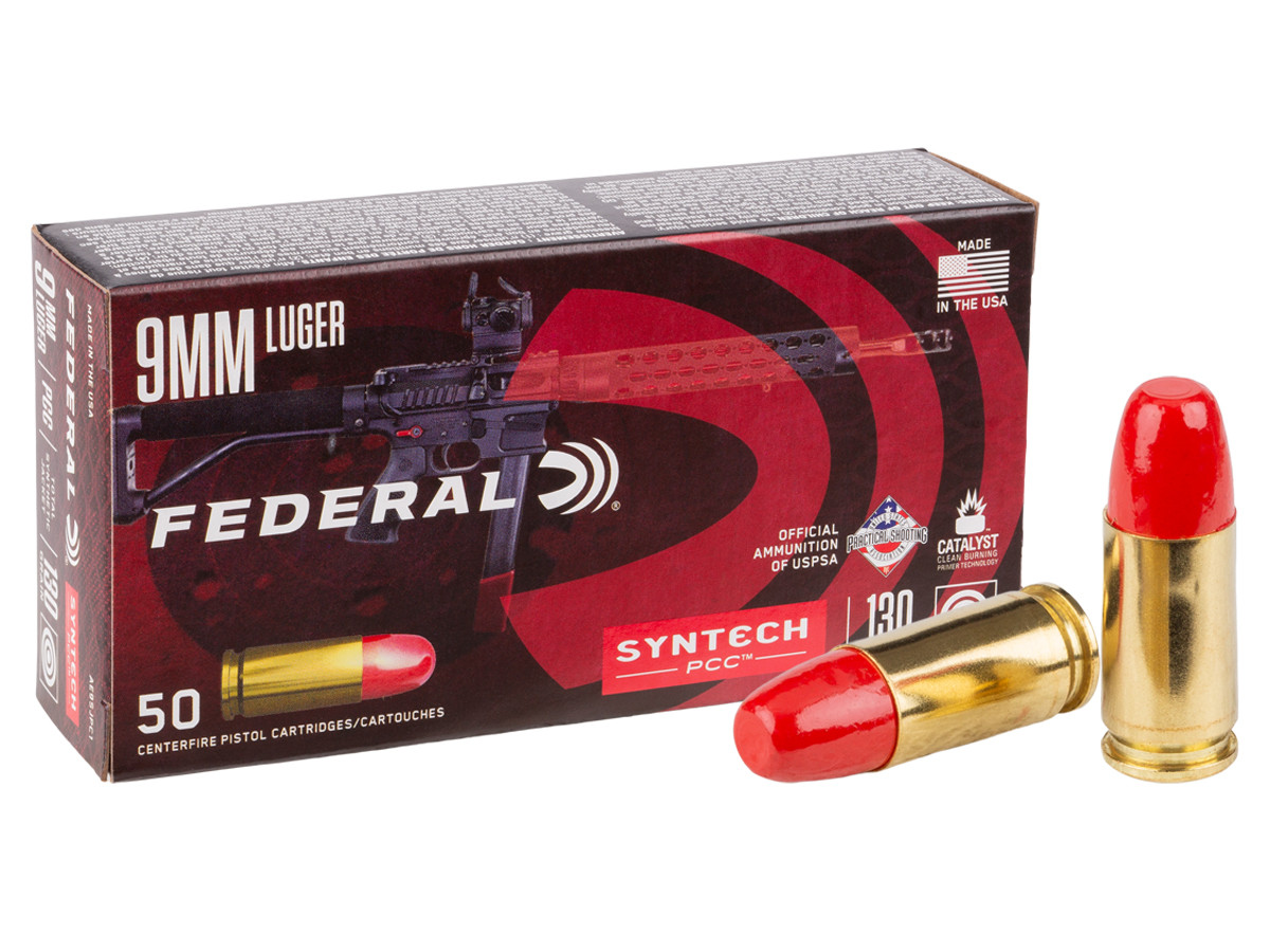 Federal 9mm Luger Syntech PCC Flat Nose, 130gr, 50ct