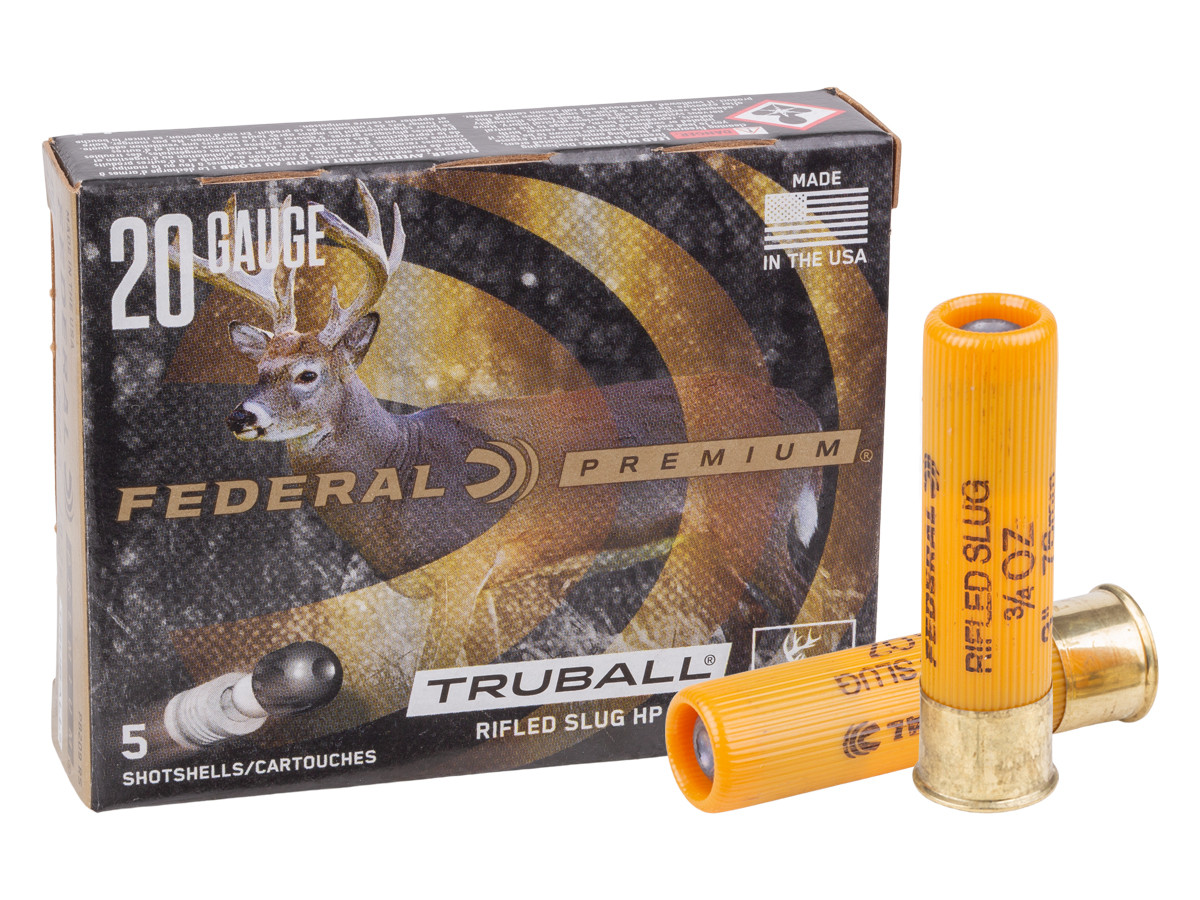 Federal Premium 20GA TruBall Rifled Slug 3/4oz, 3", 5ct