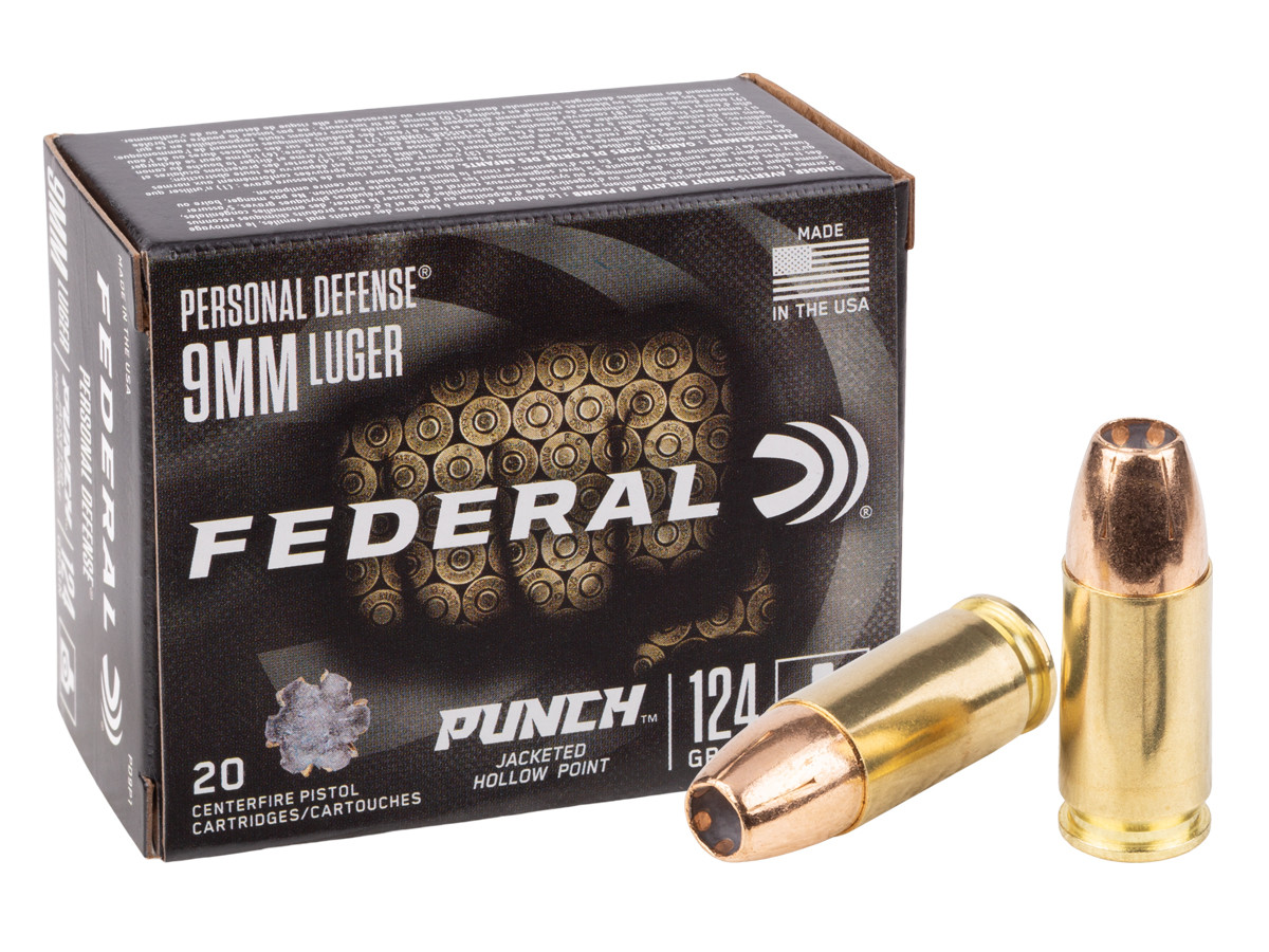 Federal 9mm Luger Personal Defense Punch JHP, 124gr, 20ct