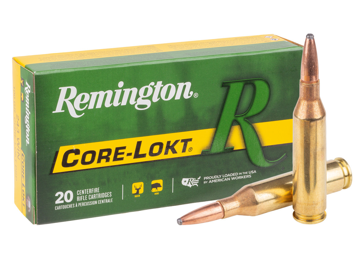 Remington .243 Winchester Core-Lokt Pointed Soft Point, 100gr, 20ct