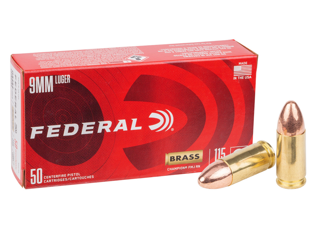 Federal 9mm Luger Champion Training FMJ, 115gr, 50ct