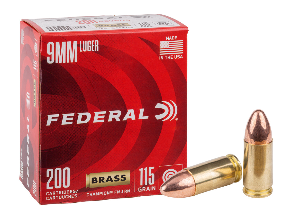 Federal 9mm Luger Champion Training FMJ, 115gr, 200ct