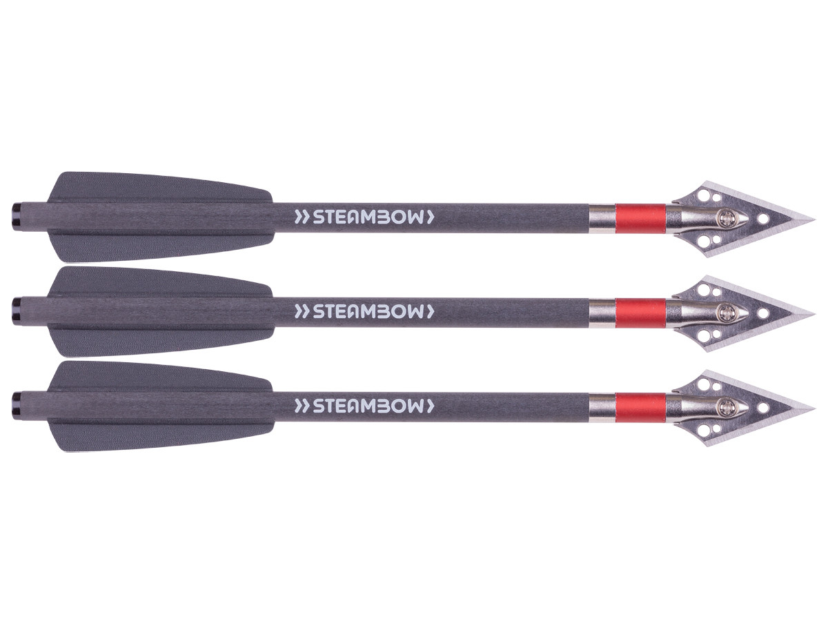 Steambow AR-Series Heavy Carbon Hunting Arrows, 3 Pack