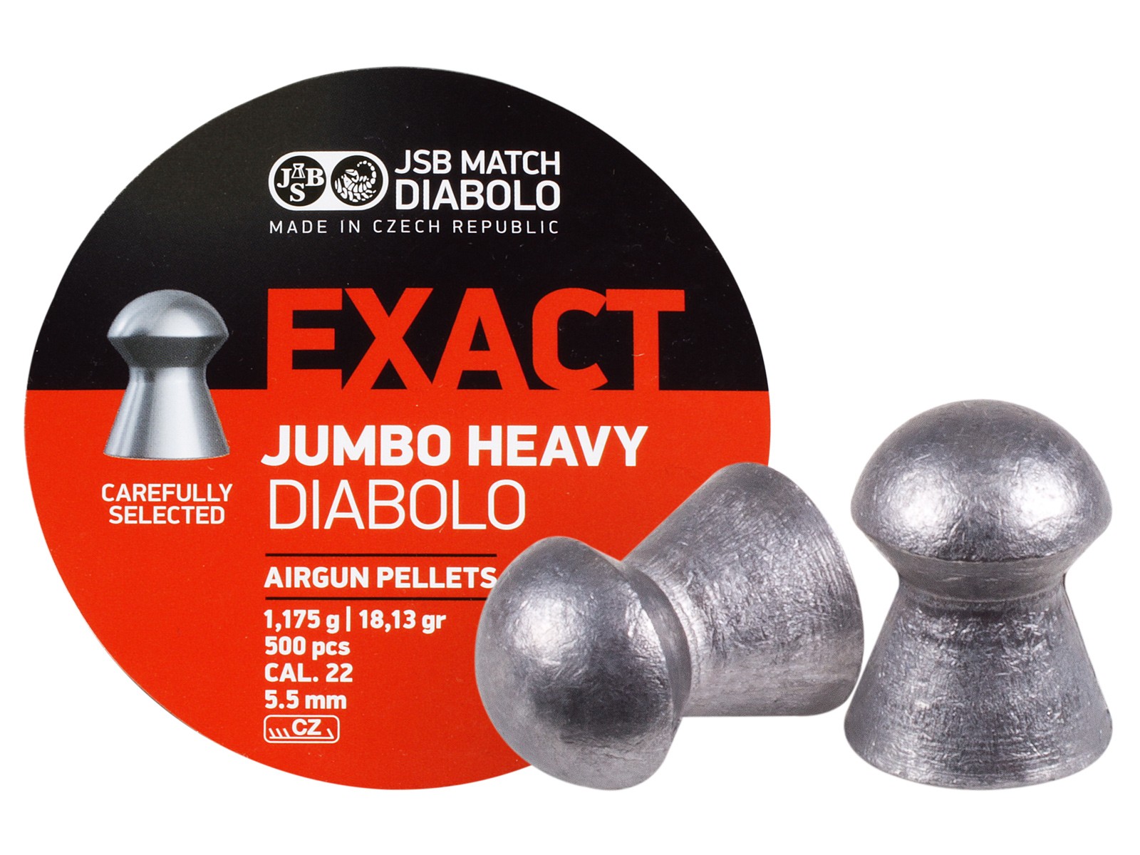 JSB Match Diabolo Exact Jumbo Heavy .22 Cal, 18.13 Grains, Domed, 500ct |  Pyramyd Air