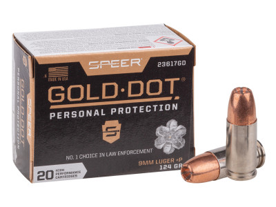 Speer 9mm Luger +P Gold Dot Handgun Personal Protection, 124gr, 20ct