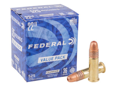 Federal .22LR Champion Training Copper Plated HP, 36gr, 525ct