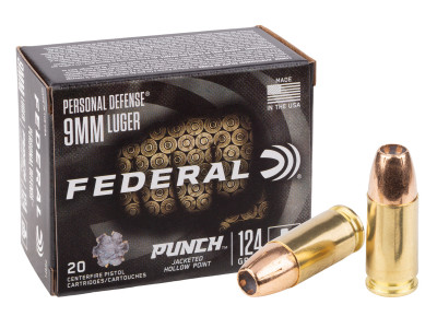 Federal 9mm Luger Personal Defense Punch JHP, 124gr, 20ct