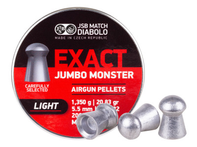 JSB Exact Jumbo Monster Light .22 Cal, 20.83 Grains, Domed, 200ct