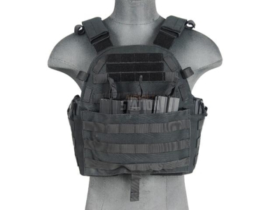 Lancer Tactical Plate Carrier w/ Triple Inner Mag Pouch, Black