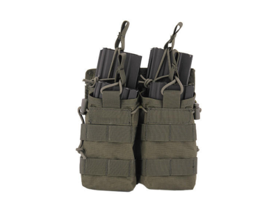 Lancer Tactical Bungee Open Top Quad Mag Airsoft Pouch, OD Green