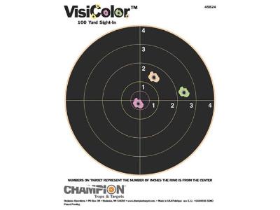 Champion VisiColor High-Visibility Paper Targets, 8" Bull, 10pk