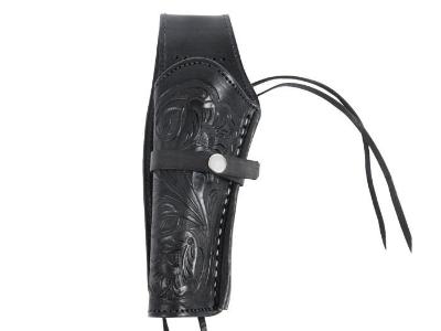 Hand-Tooled Leather Holster, 6", Black, Left Hand