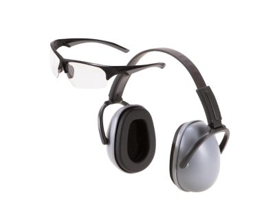 Allen Hearing Protection Earmuff & Eye Protection Combo, Grey